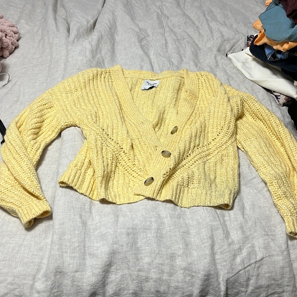 Yellow Abercrombie and fitch cardigan- never worn